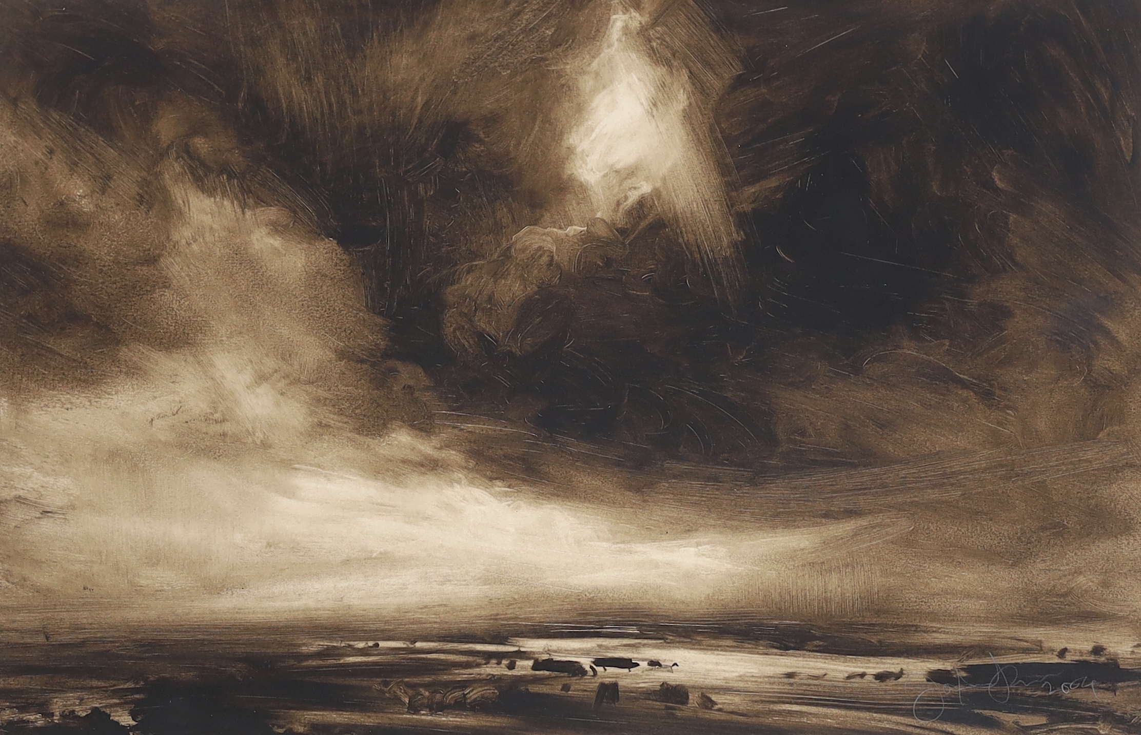 James Naughton (b 1971), 'Light through clouds', watercolour, 28.5 x 44cm